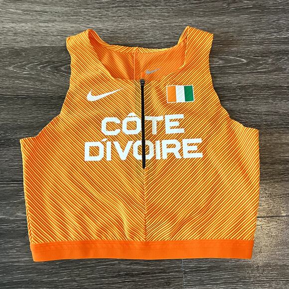 NIke Pro Elite Cote Divoire Track & Field Crop Top CI8233-812 Medium Made in USA - Picture 1 of 4